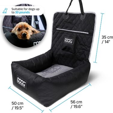 Автокрісло для собак DOOG, до 13,6 кг: комфортне та безпечне автопутешествие | Легко встановлюється та чиститься | Зменшує нудоту в дорозі