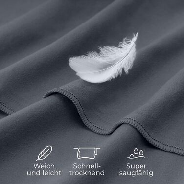 Набір з 3 рушників Zenacross з мікрофібри з сумкою для перенесення - швидковисихаючі фітнес-рушники для спорту - розміри XS, S, M - кольори: Petrolgrün (темно-сірий)