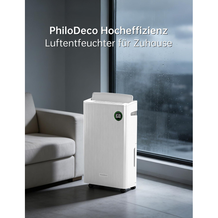 Електричний осушувач повітря 20L для підвалу та кімнат, тиха робота 39dB, таймер, шланг 1м, гарантія 10 років