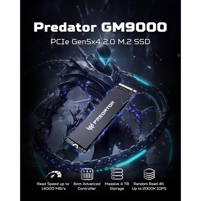 SSD Acer Predator GM9000 Gen5 1TB NVMe PCIe 5.0 - Швидкий накопичувач для ігор та ПК