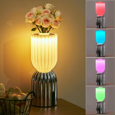 Світлодіодна настільна лампа бездротова акумуляторна з USB-C, димована, RGB підсвітка 2700K, IP54 для дому, балкону, саду (хром)