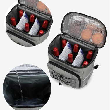 Терморюкзак-холодильник 30 л, велика місткість, для пікніка, пляжу, кемпінгу (світло-сірий)