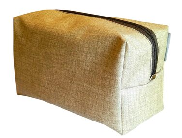 Canvas and Waxed Cotton Travel Bag - Wash Bag/Toilet Bag/Duffel Bag for Shampoo, Cosmetics, Toothbrush, Deodorant - BEIGE