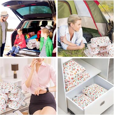 Органайзери для валізи Gonex (набір 4 шт), кубики для пакування, набір для подорожей, оранжево-жовтий (квітковий рожевий (4 шт))