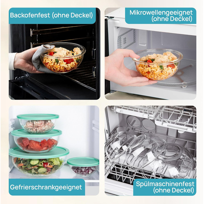 Набір контейнерів для їжі Vtopmart (15 шт.) з кришкою, скляні, для зберігання, мікрохвильова піч, морозильник, посудомийна машина