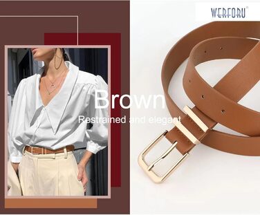 Жіночі шкіряні ремені WERFORU (3 шт.) - чорний, коричневий, бежевий. Підходять для талії 81-95 см