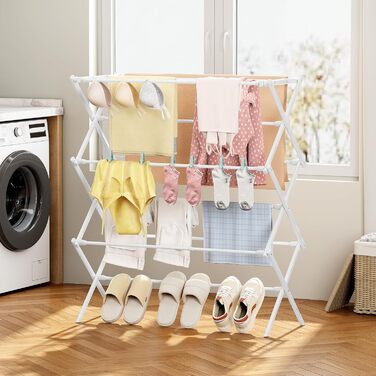 Сушарка для білизни KINGBOARD компактна складана, 6 рівнів, біла - для ванної, балкона