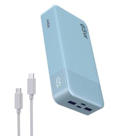 Power Bank NOBIS 20000mAh 65W USB-C PD QC з дисплеєм - портативний зарядний пристрій для ноутбука, телефону, планшета (Синій)