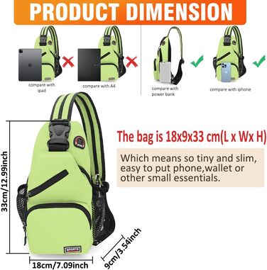 Сумка-слінг через плече, рюкзак для жінок та чоловіків, зелена, з оксфордської тканини. Ідеально для спорту, подорожей та повсякденного використання
