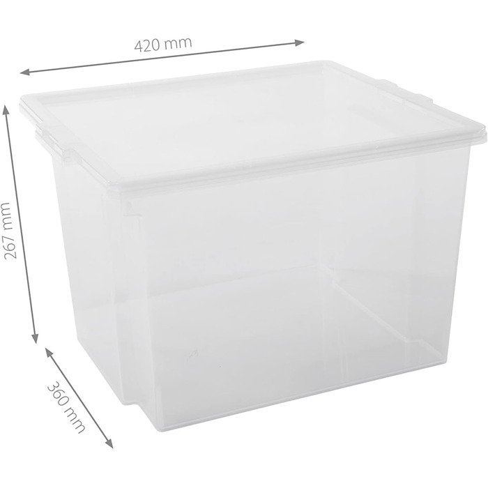 Iris Ohyama Versatile Storage Boxes, 30L, 6-Piece Set, Easy-Close Lid, Stackable, Plastic, For Closet, Shelves, Organization, Clothing, Bedding, Garage, USB-M (Transparent, 30L / 3-Piece Set)