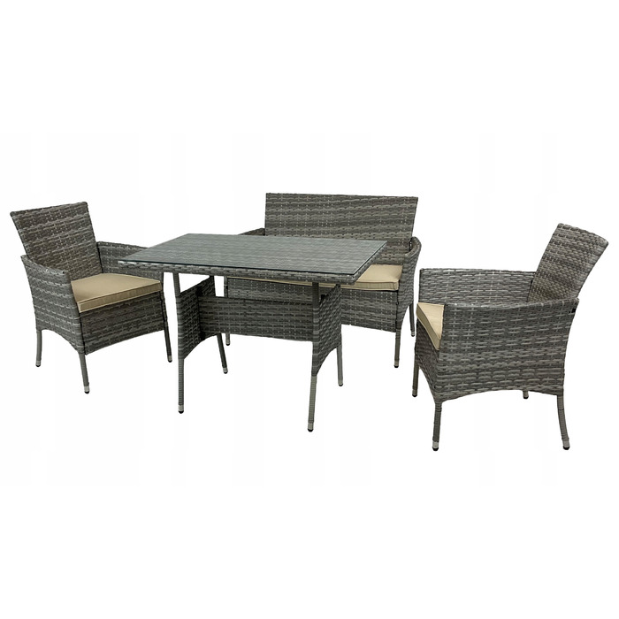 Комплект садових меблів із техноротанга Kontrast, сірий, 4 предмети
