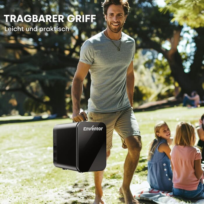 Mini холодильник Enventor 10L: для кімнати, авто, офісу. Охолодження та нагрів, 12V/220V, тихий, чорний