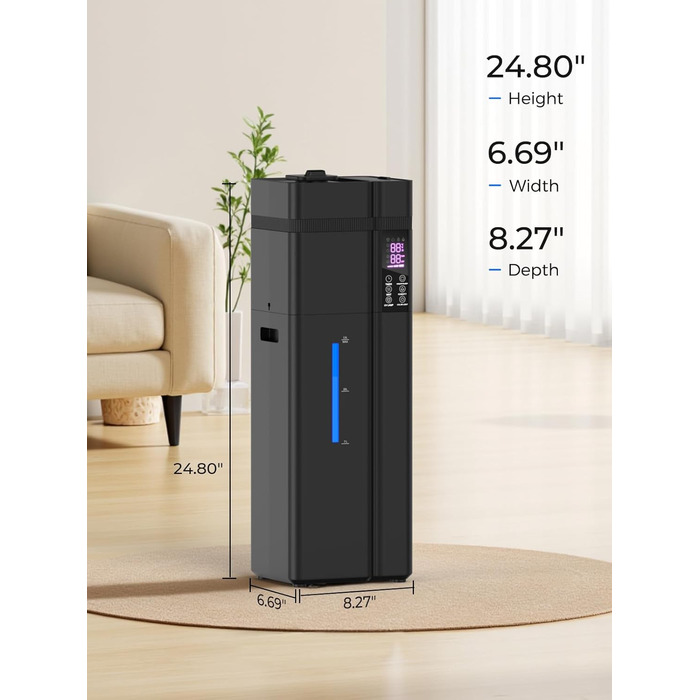 Зволожувач повітря великого приміщення 13л з аромадіфузором, 800ft², 100 годин роботи, автоматичне регулювання вологості, верхнє заповнення, тихий (35dB), режим сну, таймер 24 години