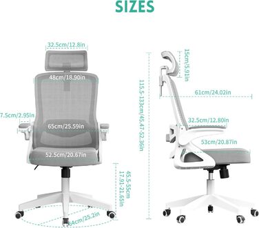 Ергономічне крісло для офісу та геймінгу з регульованими підлокітниками, широке сидіння