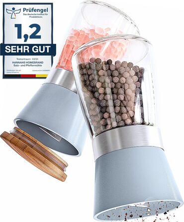Мельниці для солі та перцю Hannah's Homebrand з керамічним механізмом - міцні для великої солі (2 шт.) Бетонний сірий