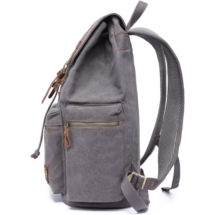 Чоловічий/жіночий рюкзак Kaukko Canvas для ноутбука, стильний, велика місткість, для подорожей, кемпінгу, Outdoor (сірий)