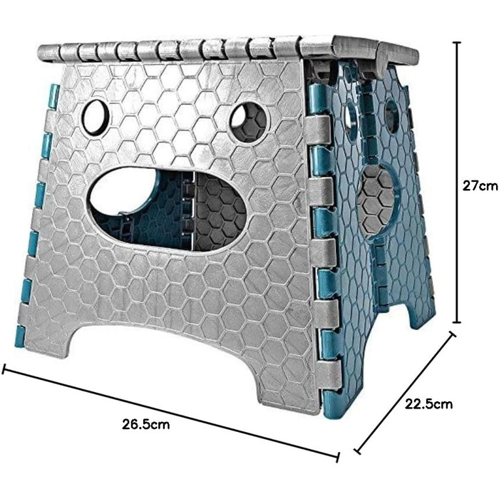 Складний стілець Stark – стілець-табурет, 120 кг, з ручкою, антиковзкий для кухні, ванної, саду та майстерні, компактний (сіро-блакитний), 27 см