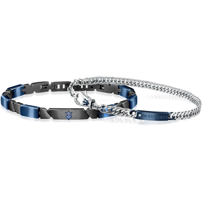 Чоловічий браслет Maserati JEWELS з нержавіючої сталі, кераміки, сіро-блакитної PVD обробки - JM221ATZ01