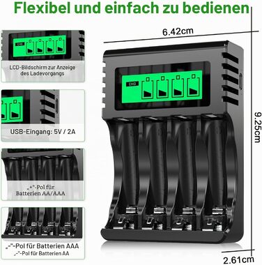 Акумулятори POWEROWL AA Ni-MH 2800mAh (8 шт) + Зарядний пристрій USB на 4 слоти