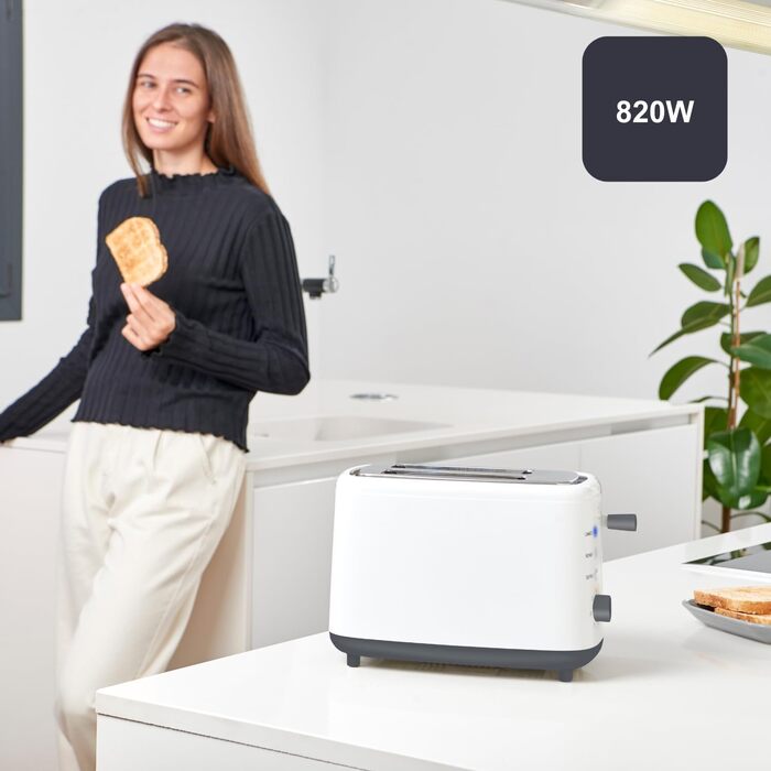 Тостер Black+Decker BXTO1001E, 1000 Вт, 2 слоти, 7 рівнів підсмажування, білий