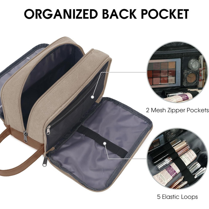 Чоловіча дорожня косметичка WANDF з канвасу, водонепроникна, зелена та світло-хакі