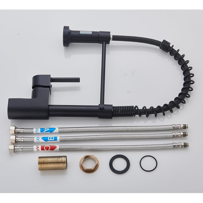 Кухонний змішувач Hbronzeshower з висувною лійкою, 360° обертання, нержавіюча сталь, матове нікель, для кухні