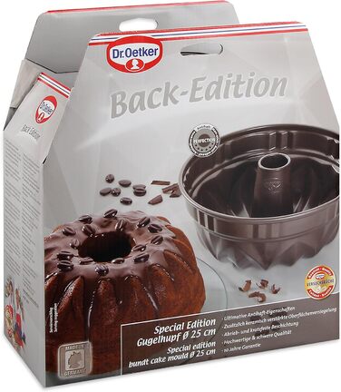 Dr. Oetker Gugelhupf 25 cm Baking Mold BACK-EDITION, round baking pan with leak-proof rim, Bundt pan with non-stick coating (Color: Brown), Quantity: 1 piece