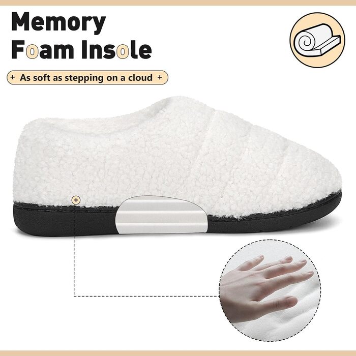 Тапочки халатні Mishansha зимові, теплий memory foam, жорстка підошва, розмір 36-47, білі