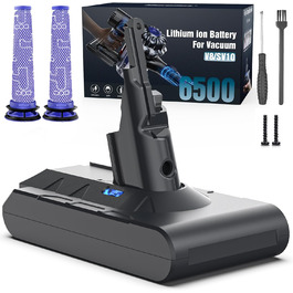 Запасний акумулятор 6500mAh для пилососів Dyson V6 DC62, DC58, DC59, DC61, DC72, DC74, SV03, SV05, SV06, SV07, SV09 + 2 фільтри (V8)