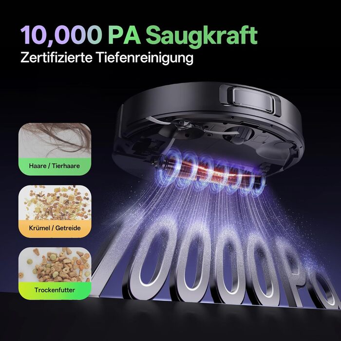 Робот-пилосос Vexilar W15 з функцією миття підлоги, бездротовий, 10000Pa, LiDAR, 180 хвилин, керування через додаток та голосовий помічник