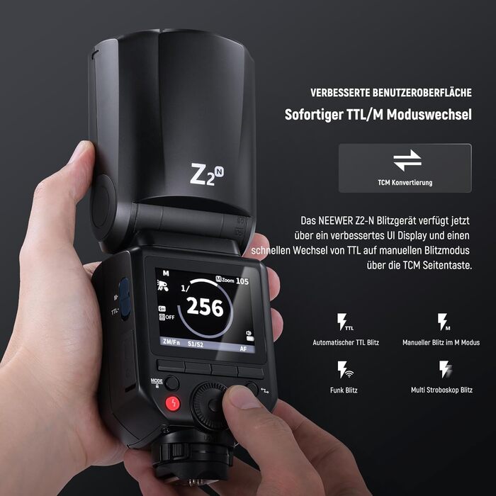 NEEWER Z2-N 2.4G TTL Speedlite для Nikon: потужний спалаж з регулюванням потужності, 76W, 2600mAh, HSS 1/8000s