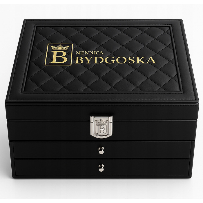 Шкатулка Mennica Bydgoska, чорна шкіряна
