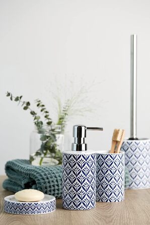 Дозатор для мила WENKO Lorca з кераміки, 0.36 л, блакитний, 18 x 7 x 8.5 см