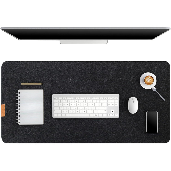 Підкладка на стіл з фетру | 100x40 см | Нековзна килимок для миші | Великий килимок для столу | Захист столу для офісу та дому (темно-сірий)