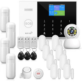 Охоронна сигналізація PGST для квартири, GSM/WiFi система з 120 дБ сиреною, інтелектуальний пульт, LCD-дисплей, голосові повідомлення, захист дверей і вікон, для будинку, гаража, автодому (Pg105-2geu-e/T53a)