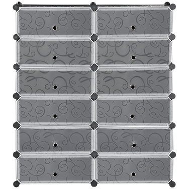 HOMCOM 12-Compartment Shoe Cabinet Modular Shelf for 12 Pairs of Shoes DIY Stackable Shoe Storage for Entryway Black 49 x 37 x 108 cm | Aosom