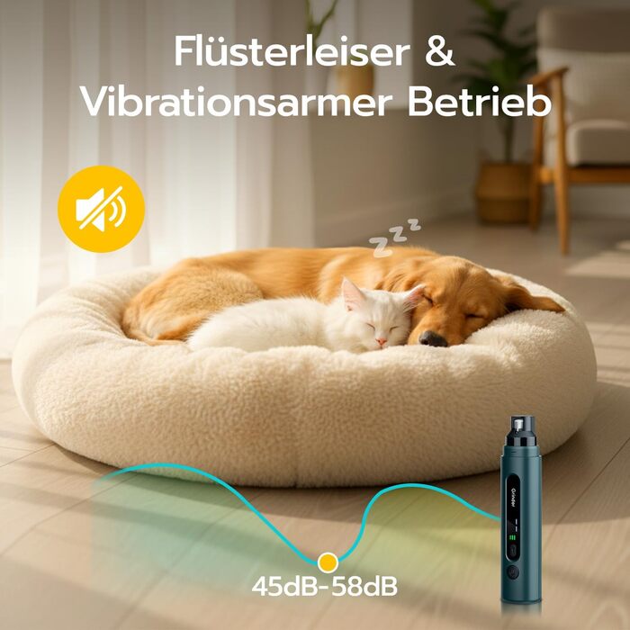 Електричний точило для кігтів домашніх тварин Mcbazel для котів та собак, тихий точило для собак з LED-підсвіткою, регульований з 5 швидкостями, точило для кігтів, алмазний шліфувальний диск