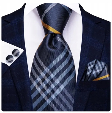 Елегантний набір: синтетична шовкова краватка, затичка та кишенькова хустка з жакардовим візерунком