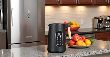 Електричний чайник з регулюванням температури 1.7л, 2200W, чорний, з дерев'яною обробкою