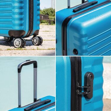 Набір валіз NEWTECK 4 шт. (75см, 63см, 53см) + косметичка, ABS, жорсткий, синій