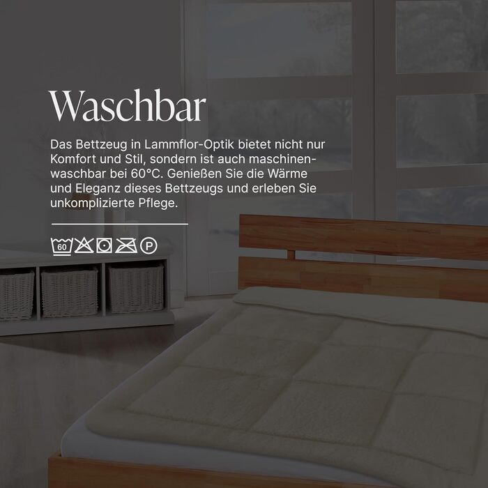 Bestlivings Duvet Cover Set - 135x200cm + 40x80cm Pillow - Lamb's Wool Look - Sherpa Fleece and Microfiber Side - Quilted Duvet (1400g Polyester Filling) - Öko Tex Sherpa - 135x200 cm + 40x80 cm
