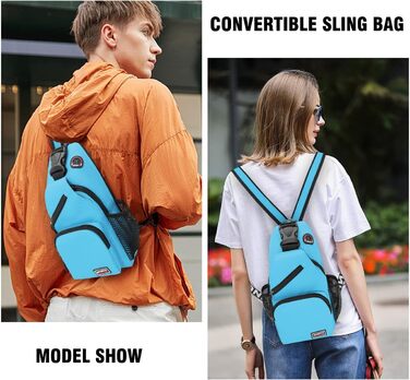 Сумка-слінг через плече для жінок та чоловіків з оксфордської тканини. Шкіряна сумка-кросбоді, спортивна сумка, повсякденний рюкзак для активного відпочинку, подорожей та шопінгу (Блакитна)