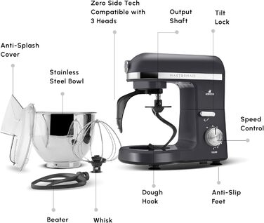 Кухонний комбайн Karaca Mastermaid Chef Pro 1500 Вт, 5 л, подвійний важіль, планетарний міксер, 6 швидкостей, глянцевий крем, насадки для замісу та збивання