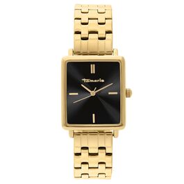 Годинник Tamaris для жінок з квадратним корпусом, сталевий або шкіряний ремінець (Золотий / Чорний, Square)