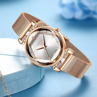 Жіночий годинник CIVO: водонепроникний, мінімалістичний, кварцовий, стильний, елегантний, повсякденний | Y-7 Рожеве золото/Срібло