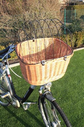 Корзина для собак на кермо велосипеда з ротангу з металевою сіткою та подушкою XL або XXL. Ротангкова корзина для собак, корзина на кермо, кошик для покупок (XL з подушкою) (XL без подушки)