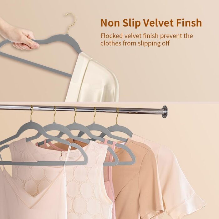 Набір з 22 велюрових плечиків для одягу Stormix, преміум-якість, для дорослих, неслизькі, для костюмів, сорочок, суконь, рожево-золоті гачки, 22 шт.