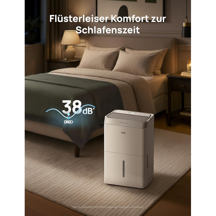 Dreo Електричний осушувач повітря 20л/24г - для приміщень 37 м², енергозберігаючий, тихий, з керуванням через App & Alexa, 3 режими, таймер, регулювання вологості, з відводом води, для спальні та ванної кімнати, білий