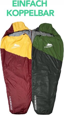 Сумка спальна Steinwood Premium, з'єднувана, широка, 3-4 сезони, 210 см, для кемпінгу, мумієподібна, для гірських хат, літня, оливковий колір, двостороння блискавка