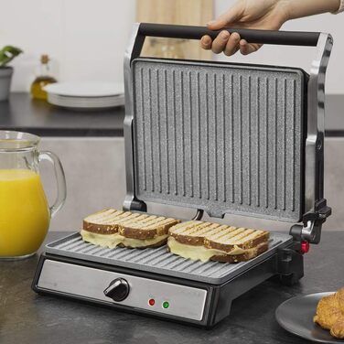 Cecotec Rock'nGrill 2400 UltraRapid Electric Grill - 2400W, RockStone Coating, Floating Upper Plate, Eco-Friendly, with Drip Tray, Adjustable Temperature